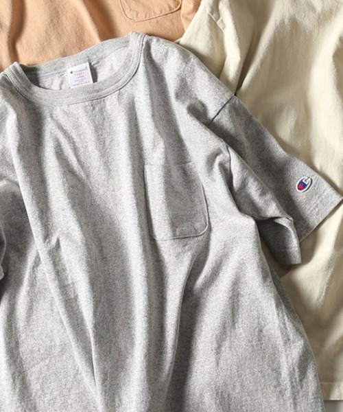Champion(チャンピオン)の「【CHAMPION×JORNAL STANDARD】別注 T-1011 ポケットTシャツ / 無地T/ロゴワッペン(Tシャツ/カットソー・メンズ・グレー系その他/グレー/ホワイト/ベージュ/オレンジ/パープル/ブルー/ブラック/ブラウン・MEDIUM/X-LARGE/LARGE)」の4枚目の写真