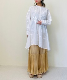 フラワー刺繍 コットンワンピース