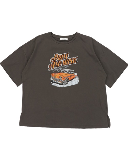 SPINNS（スピンズ）の「【ゆったりシルエット】古着風CARデザイン 半袖Tシャツ（Tシャツ/カットソー・レディース・ブルー/ナチュラル/スミクロ・ONESIZE）」の8枚目の写真
