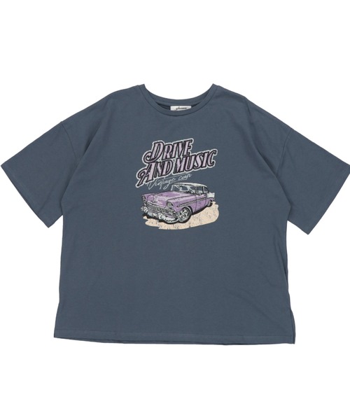 SPINNS（スピンズ）の「【ゆったりシルエット】古着風CARデザイン 半袖Tシャツ（Tシャツ/カットソー・レディース・ブルー/ナチュラル/スミクロ・ONESIZE）」の10枚目の写真