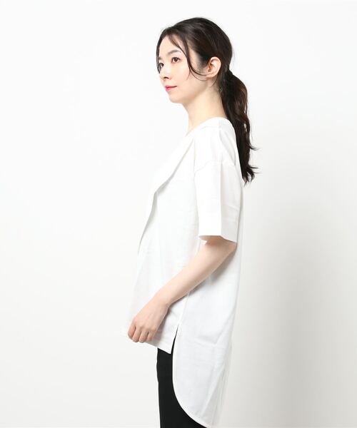 INTERPLANET（インタープラネット）の「バイオ天竺ＢＡＣＫ刺繍ロゴプルオーバー（Tシャツ/カットソー・レディース・オフホワイト/ブラック/ベージュ・FREE）」の4枚目の写真