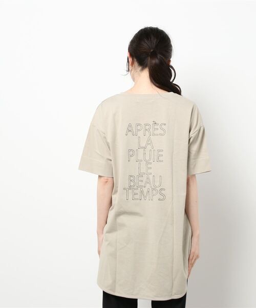 INTERPLANET（インタープラネット）の「バイオ天竺ＢＡＣＫ刺繍ロゴプルオーバー（Tシャツ/カットソー・レディース・オフホワイト/ブラック/ベージュ・FREE）」の7枚目の写真