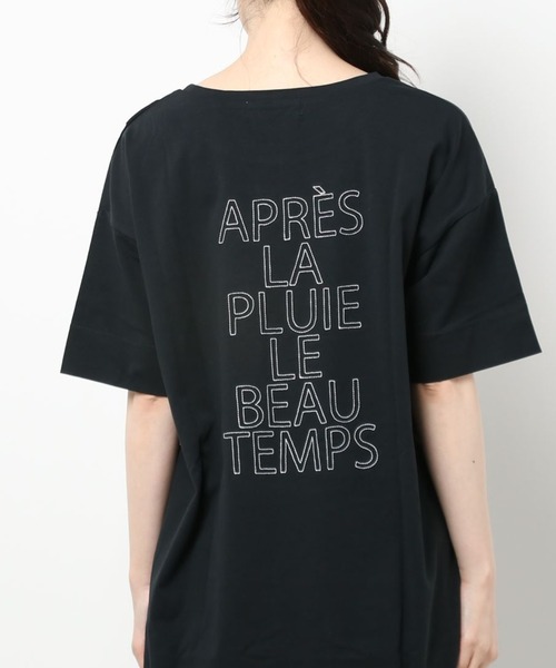 INTERPLANET（インタープラネット）の「バイオ天竺ＢＡＣＫ刺繍ロゴプルオーバー（Tシャツ/カットソー・レディース・オフホワイト/ブラック/ベージュ・FREE）」の3枚目の写真