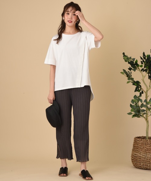 INTERPLANET（インタープラネット）の「バイオ天竺ＢＡＣＫ刺繍ロゴプルオーバー（Tシャツ/カットソー・レディース・オフホワイト/ブラック/ベージュ・FREE）」の10枚目の写真