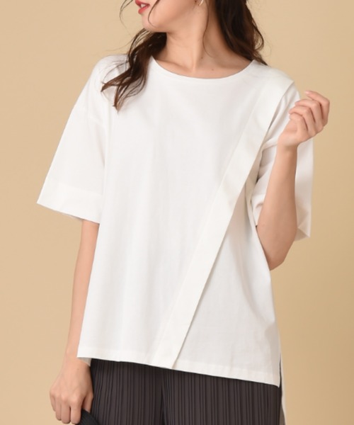 INTERPLANET（インタープラネット）の「バイオ天竺ＢＡＣＫ刺繍ロゴプルオーバー（Tシャツ/カットソー・レディース・オフホワイト/ブラック/ベージュ・FREE）」の8枚目の写真