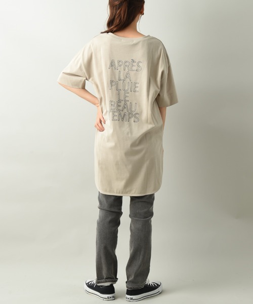 INTERPLANET（インタープラネット）の「バイオ天竺ＢＡＣＫ刺繍ロゴプルオーバー（Tシャツ/カットソー・レディース・オフホワイト/ブラック/ベージュ・FREE）」の19枚目の写真