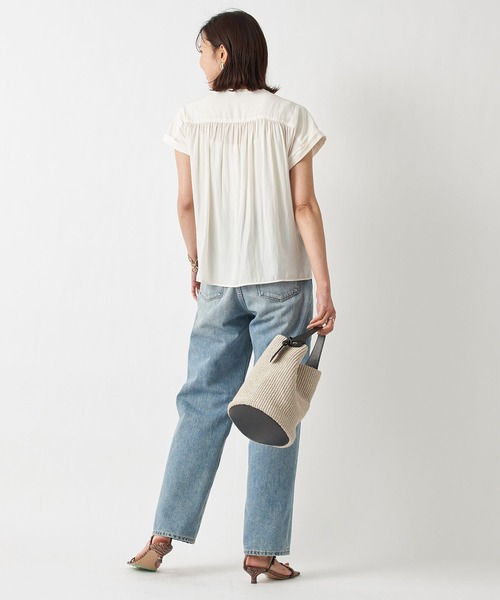 RIVE DROITE（リヴドロワ）の「繊細な女性らしさをプラス　カッセンデシンフレンチブラウス（シャツ/ブラウス・レディース・ネイビー/ダークグリーン/ピンク/オフホワイト/ミント/ブラック/ライトベージュ・FREE）」の13枚目の写真