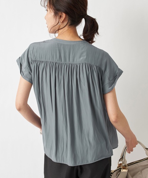 RIVE DROITE（リヴドロワ）の「繊細な女性らしさをプラス　カッセンデシンフレンチブラウス（シャツ/ブラウス・レディース・ネイビー/ダークグリーン/ピンク/オフホワイト/ミント/ブラック/ライトベージュ・FREE）」の17枚目の写真