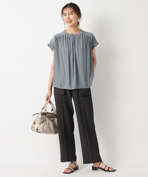 RIVE DROITE（リヴドロワ）の「繊細な女性らしさをプラス　カッセンデシンフレンチブラウス（シャツ/ブラウス・レディース・ネイビー/ダークグリーン/ピンク/オフホワイト/ミント/ブラック/ライトベージュ・FREE）」の18枚目の写真