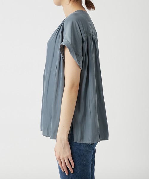 RIVE DROITE（リヴドロワ）の「繊細な女性らしさをプラス　カッセンデシンフレンチブラウス（シャツ/ブラウス・レディース・ネイビー/ダークグリーン/ピンク/オフホワイト/ミント/ブラック/ライトベージュ・FREE）」の22枚目の写真