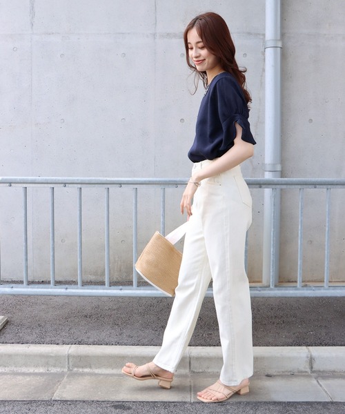 BLUEEAST（ブルーイースト）の「フリル袖リネンブラウス（シャツ/ブラウス・レディース・ネイビー/ブルー/アイボリー/レッド/ベージュ/パープル/グリーン/カーキ/ブラウン/オレンジ/ミント・MEDIUM）」の20枚目の写真