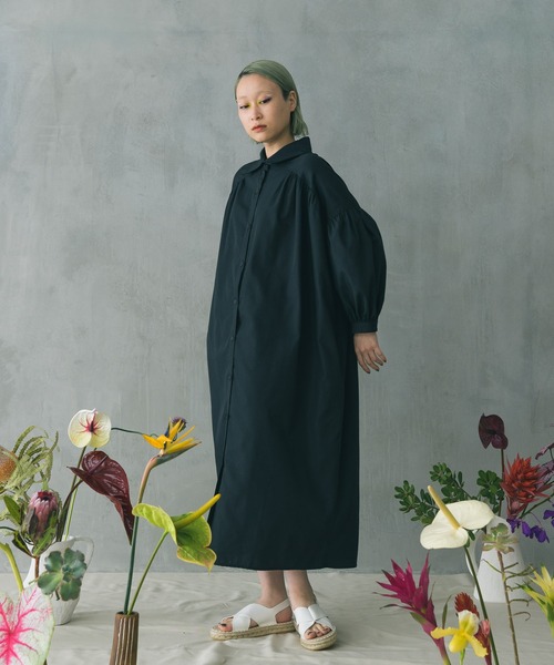 manana suerte（マニャーナスエルテ）の「ギャザーシャツワンピース（シャツワンピース・レディース・ブラック/グリーン/ホワイト・FREE）」の7枚目の写真