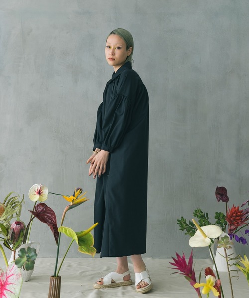 manana suerte（マニャーナスエルテ）の「ギャザーシャツワンピース（シャツワンピース・レディース・ブラック/グリーン/ホワイト・FREE）」の8枚目の写真