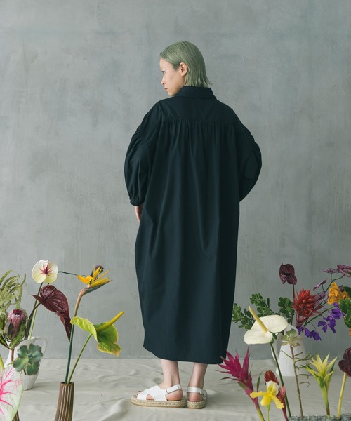 manana suerte（マニャーナスエルテ）の「ギャザーシャツワンピース（シャツワンピース・レディース・ブラック/グリーン/ホワイト・FREE）」の9枚目の写真