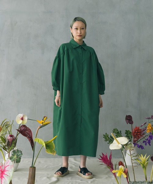 manana suerte（マニャーナスエルテ）の「ギャザーシャツワンピース（シャツワンピース・レディース・ブラック/グリーン/ホワイト・FREE）」の12枚目の写真