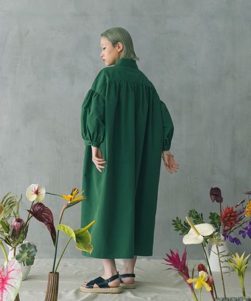 manana suerte（マニャーナスエルテ）の「ギャザーシャツワンピース（シャツワンピース・レディース・ブラック/グリーン/ホワイト・FREE）」の15枚目の写真