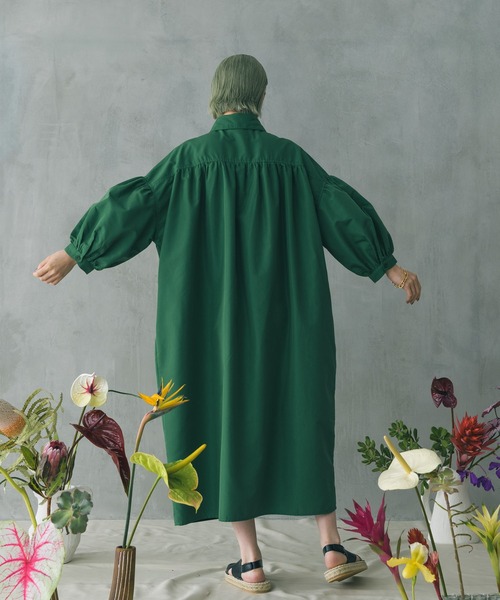 manana suerte（マニャーナスエルテ）の「ギャザーシャツワンピース（シャツワンピース・レディース・ブラック/グリーン/ホワイト・FREE）」の17枚目の写真