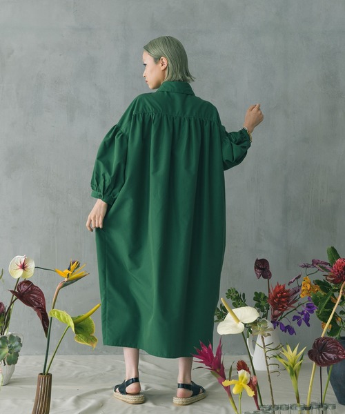 manana suerte（マニャーナスエルテ）の「ギャザーシャツワンピース（シャツワンピース・レディース・ブラック/グリーン/ホワイト・FREE）」の16枚目の写真