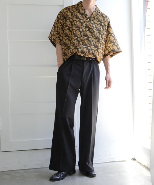 kutir（クティール）の「【セットアップ着用可】ペイズリー柄開襟シャツ（シャツ/ブラウス・メンズ・ライトグレー/ダークブラウン/ネイビー/サックスブルー・MEDIUM/LARGE）」の9枚目の写真