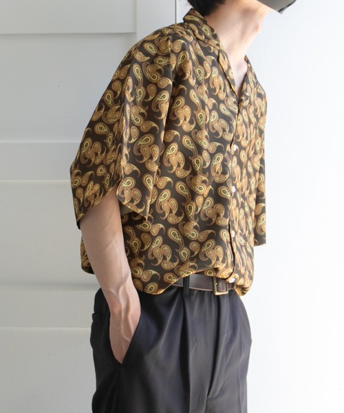 kutir（クティール）の「【セットアップ着用可】ペイズリー柄開襟シャツ（シャツ/ブラウス・メンズ・ライトグレー/ダークブラウン/ネイビー/サックスブルー・MEDIUM/LARGE）」の15枚目の写真