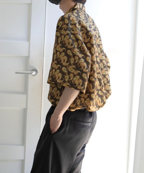 kutir（クティール）の「【セットアップ着用可】ペイズリー柄開襟シャツ（シャツ/ブラウス・メンズ・ライトグレー/ダークブラウン/ネイビー/サックスブルー・MEDIUM/LARGE）」の14枚目の写真