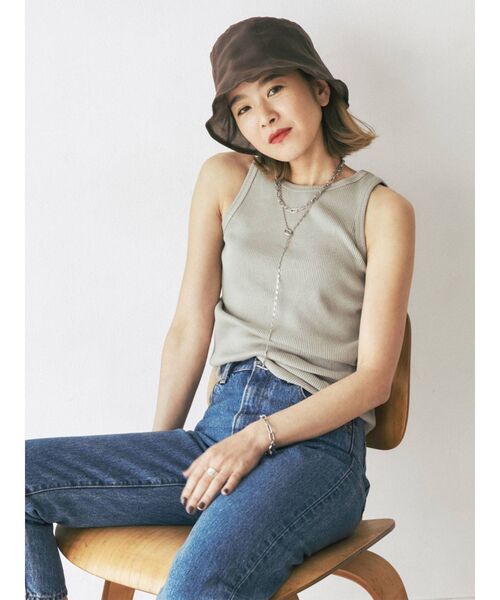 Ungrid（アングリッド）の「DODOJEANコラボ アメスリタンクトップ（Tシャツ/カットソー・レディース・アイボリー/グレー/チャコールグレー/ライトピンク/ボルドー/ミント/グリーン系その他/ダークオリーブ/パープル/カーキ・FREE）」の4枚目の写真