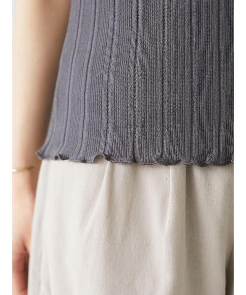 Petit fleur(プチフルール)の「・Petit fleur 2wayランダムテレコタンク*(タンクトップ・レディース・チャコールグレー/ブラック/ベージュ/パープル/グリーン/アイボリー・FREE)」の16枚目の写真