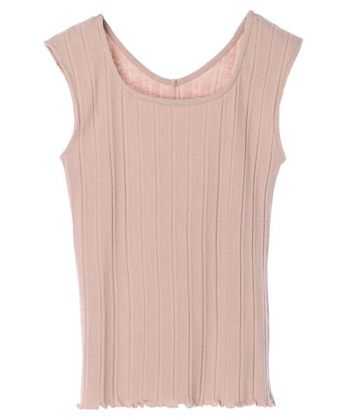 Petit fleur(プチフルール)の「・Petit fleur 2wayランダムテレコタンク*(タンクトップ・レディース・チャコールグレー/ブラック/ベージュ/パープル/グリーン/アイボリー・FREE)」の1枚目の写真