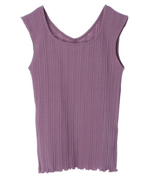 Petit fleur(プチフルール)の「・Petit fleur 2wayランダムテレコタンク*(タンクトップ・レディース・チャコールグレー/ブラック/ベージュ/パープル/グリーン/アイボリー・FREE)」の6枚目の写真