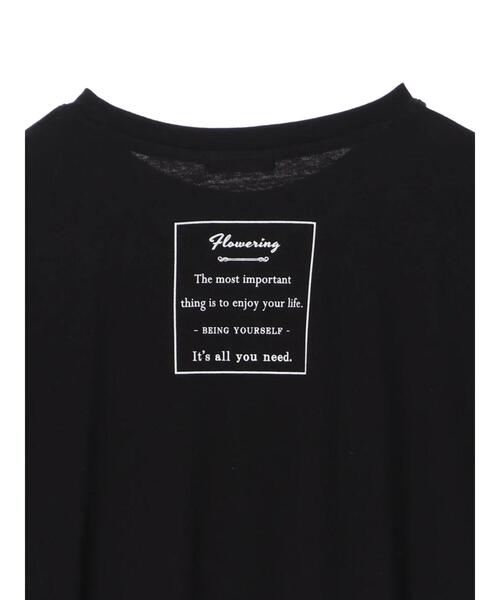 earth music&ecology（アースミュージックアンドエコロジー）の「Being blooming ビッグチュニック ＊（Tシャツ/カットソー・レディース・ブラック/オフホワイト・FREE）」の11枚目の写真