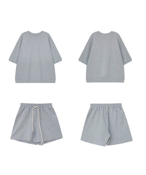 ショートパンツ+トップス2点セットのルームウェア セットアップ
