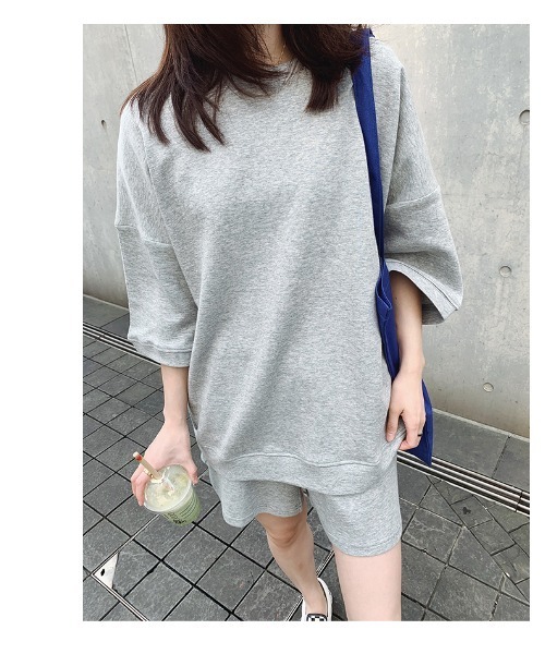 DEVICE（デバイス）の「ショートパンツ+トップス2点セットのルームウェア セットアップ ワンマイルウェア（スウェット・レディース・ホワイト/グレー・FREE）」の22枚目の写真