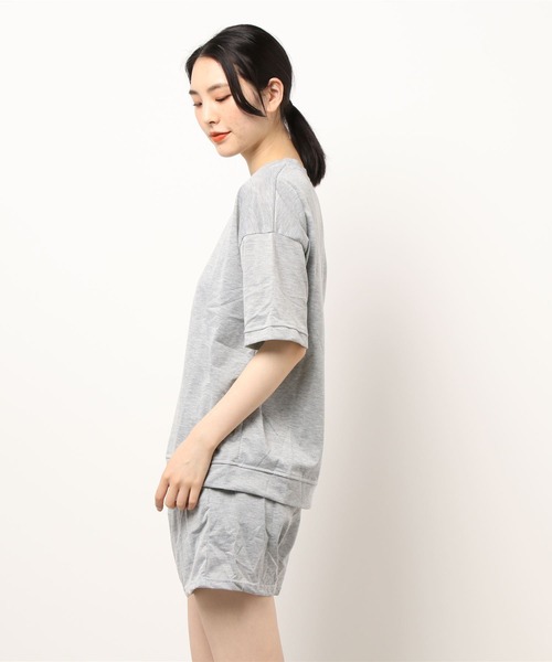 DEVICE（デバイス）の「ショートパンツ+トップス2点セットのルームウェア セットアップ ワンマイルウェア（スウェット・レディース・ホワイト/グレー・FREE）」の4枚目の写真