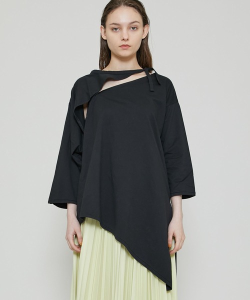 FEMMENT（ファモン）の「【FEMMENT(ファモン)】cotton organic cross jersey 2WAY asymmetric top コットンオーガニッククロスジャージー2wayアシンメトリックトップス LJ11-606（Tシャツ/カットソー・レディース・ホワイト/ブラック/ライトグリーン・1）」の14枚目の写真