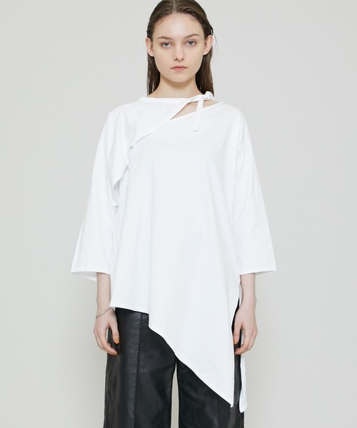 FEMMENT（ファモン）の「【FEMMENT(ファモン)】cotton organic cross jersey 2WAY asymmetric top コットンオーガニッククロスジャージー2wayアシンメトリックトップス LJ11-606（Tシャツ/カットソー・レディース・ホワイト/ブラック/ライトグリーン・1）」の13枚目の写真