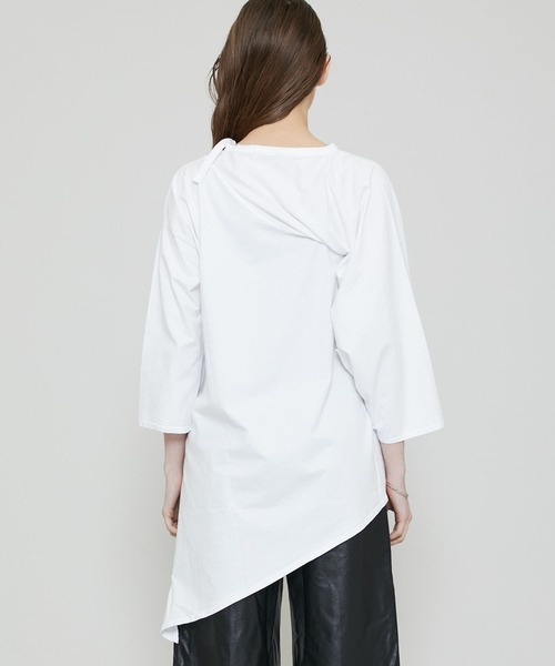 FEMMENT（ファモン）の「【FEMMENT(ファモン)】cotton organic cross jersey 2WAY asymmetric top コットンオーガニッククロスジャージー2wayアシンメトリックトップス LJ11-606（Tシャツ/カットソー・レディース・ホワイト/ブラック/ライトグリーン・1）」の7枚目の写真