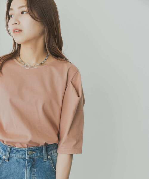 KBF+(ケービーエフプラス)の「KBF+ 袖タックTシャツ(Tシャツ/カットソー・レディース・ブラック/オレンジ系その他/オフホワイト・ONE)」の8枚目の写真