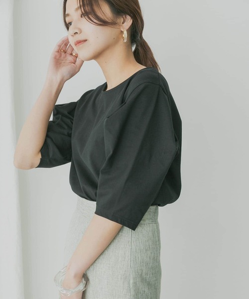 KBF+(ケービーエフプラス)の「KBF+ 袖タックTシャツ(Tシャツ/カットソー・レディース・ブラック/オレンジ系その他/オフホワイト・ONE)」の11枚目の写真