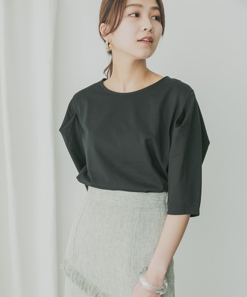 KBF+(ケービーエフプラス)の「KBF+ 袖タックTシャツ(Tシャツ/カットソー・レディース・ブラック/オレンジ系その他/オフホワイト・ONE)」の13枚目の写真