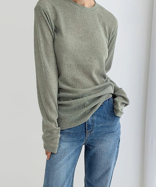 me+em select(ミームセレクト)の「アンニュイルーズシアーニット(ニット/セーター・レディース・ブラック/グレー/カーキ/アイボリー・FREE)」の4枚目の写真