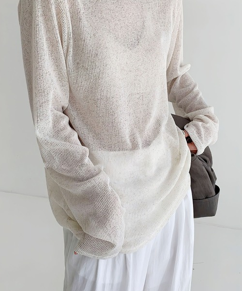 me+em select(ミームセレクト)の「アンニュイルーズシアーニット(ニット/セーター・レディース・ブラック/グレー/カーキ/アイボリー・FREE)」の5枚目の写真