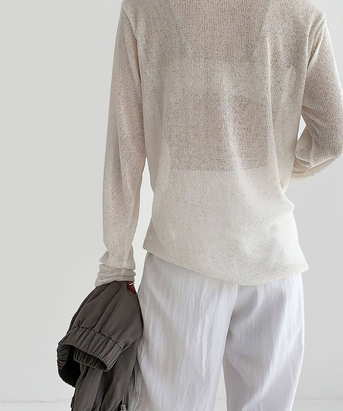 me+em select(ミームセレクト)の「アンニュイルーズシアーニット(ニット/セーター・レディース・ブラック/グレー/カーキ/アイボリー・FREE)」の9枚目の写真