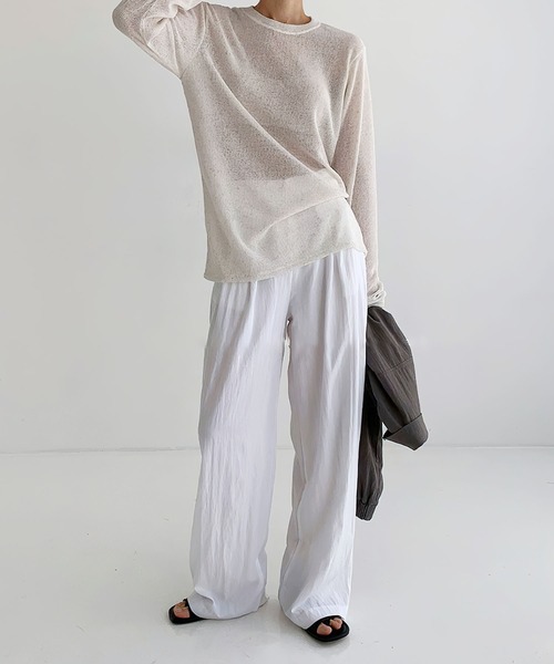 me+em select(ミームセレクト)の「アンニュイルーズシアーニット(ニット/セーター・レディース・ブラック/グレー/カーキ/アイボリー・FREE)」の11枚目の写真