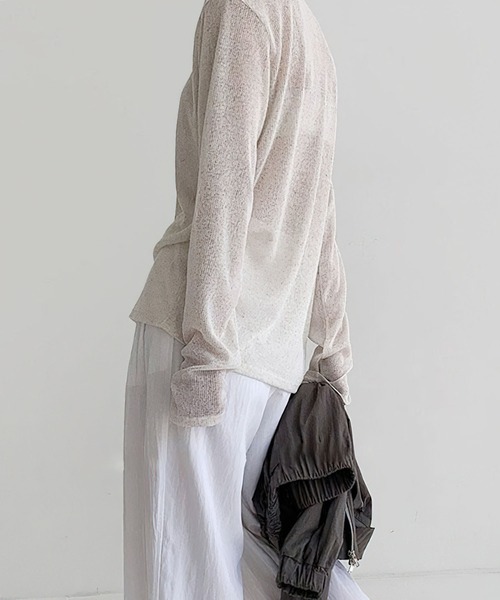 me+em select(ミームセレクト)の「アンニュイルーズシアーニット(ニット/セーター・レディース・ブラック/グレー/カーキ/アイボリー・FREE)」の8枚目の写真