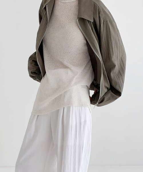 me+em select(ミームセレクト)の「アンニュイルーズシアーニット(ニット/セーター・レディース・ブラック/グレー/カーキ/アイボリー・FREE)」の10枚目の写真