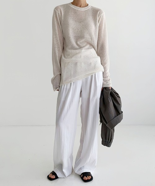 me+em select(ミームセレクト)の「アンニュイルーズシアーニット(ニット/セーター・レディース・ブラック/グレー/カーキ/アイボリー・FREE)」の12枚目の写真