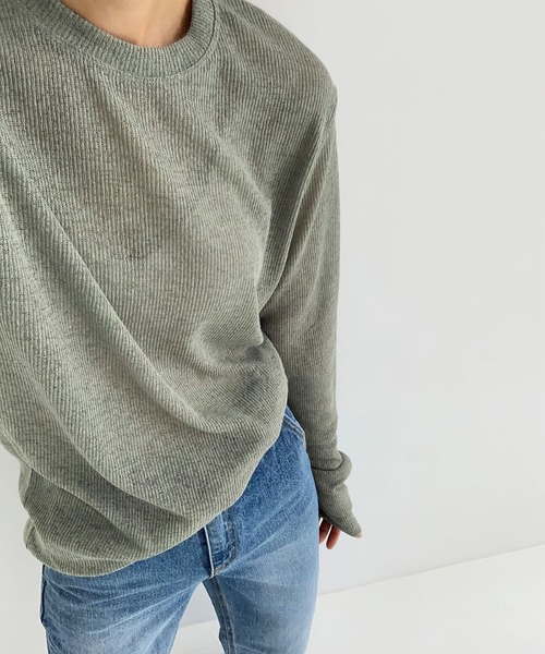 me+em select(ミームセレクト)の「アンニュイルーズシアーニット(ニット/セーター・レディース・ブラック/グレー/カーキ/アイボリー・FREE)」の14枚目の写真