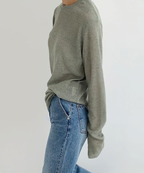 me+em select(ミームセレクト)の「アンニュイルーズシアーニット(ニット/セーター・レディース・ブラック/グレー/カーキ/アイボリー・FREE)」の15枚目の写真