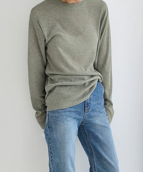 me+em select(ミームセレクト)の「アンニュイルーズシアーニット(ニット/セーター・レディース・ブラック/グレー/カーキ/アイボリー・FREE)」の13枚目の写真