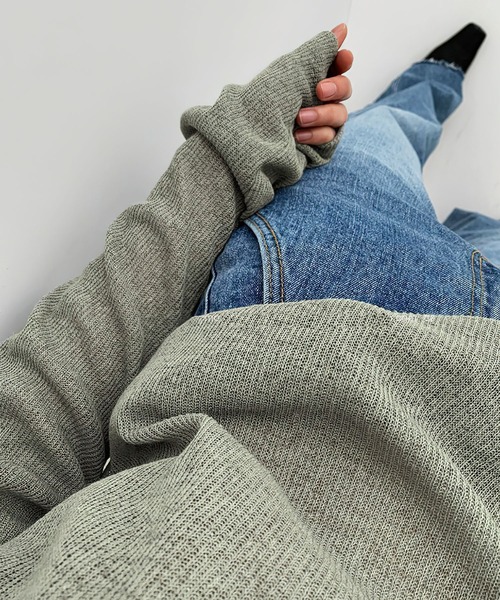 me+em select(ミームセレクト)の「アンニュイルーズシアーニット(ニット/セーター・レディース・ブラック/グレー/カーキ/アイボリー・FREE)」の16枚目の写真